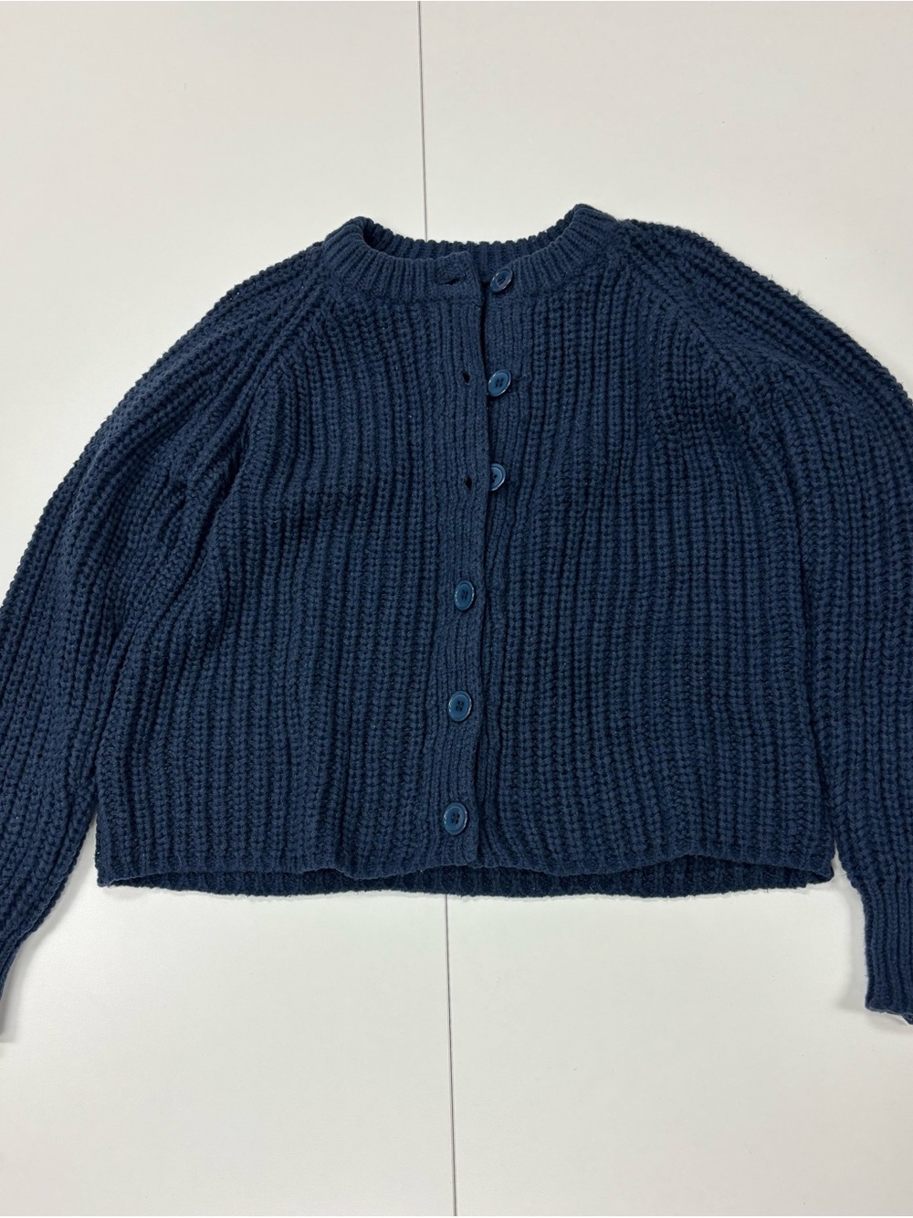 Women's Navy Chunky Knit Button-Front Sweater